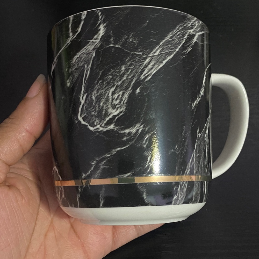 Black Marble Mug with Gold Accent